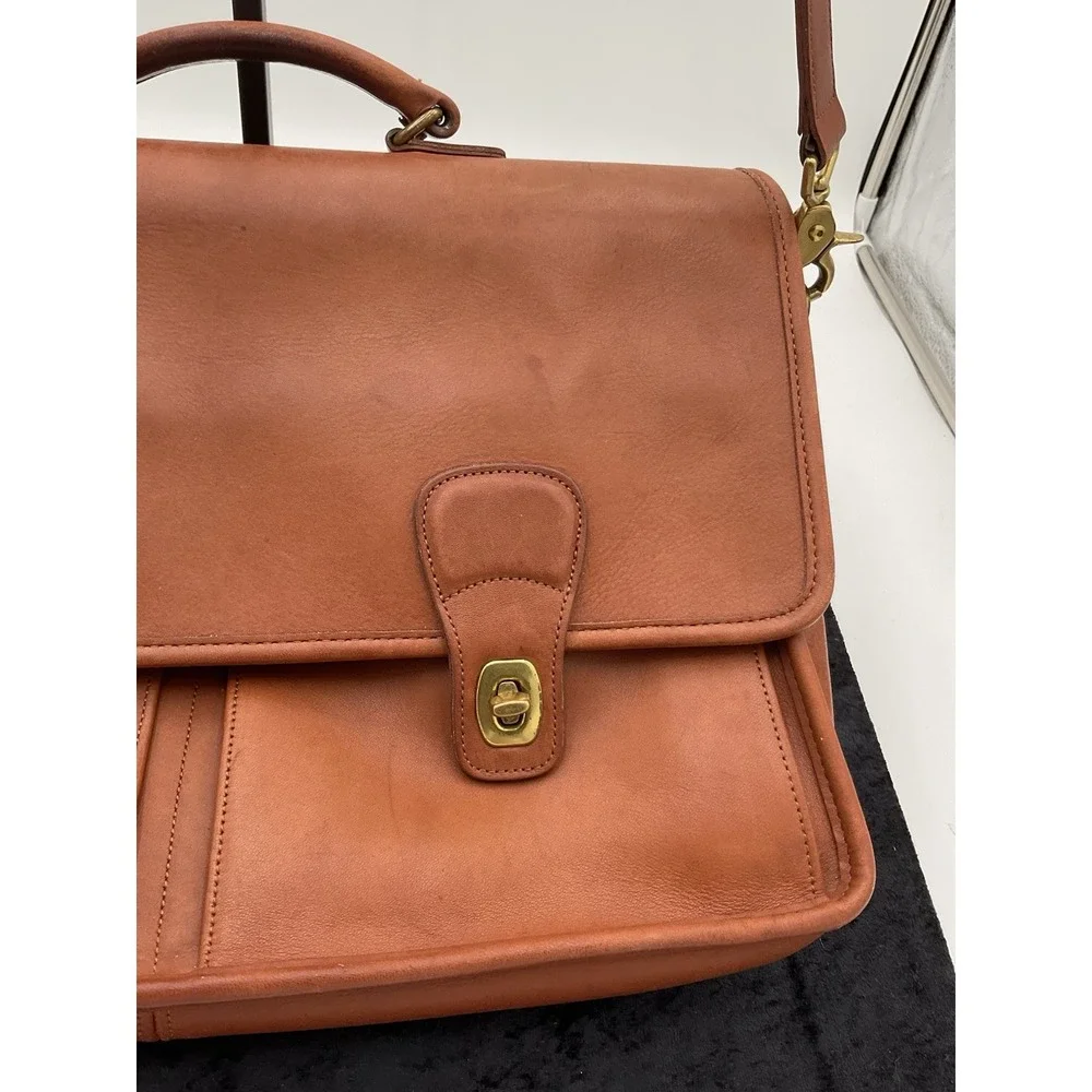 VINTAGE BRITISH TAN COACH LEATHER LAPTOP BRIEFCASE MESSENGER BAG